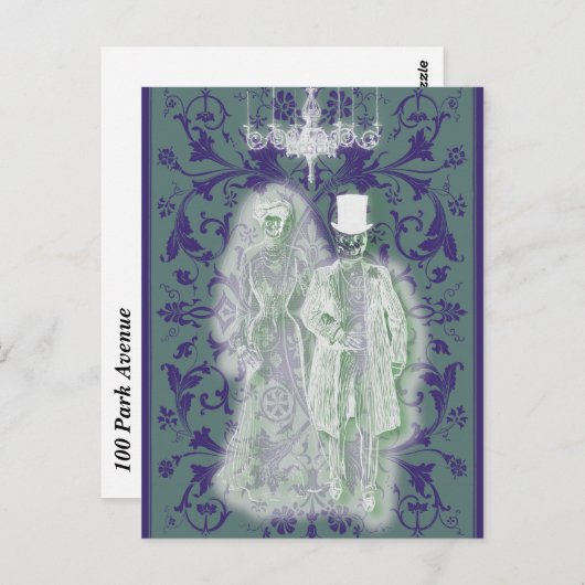 Skeleton Ghost Bride & Groom Briefkaart (Voorkant / Achterkant)