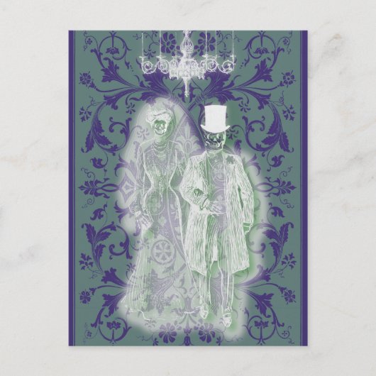 Skeleton Ghost Bride & Groom Briefkaart (Voorkant)