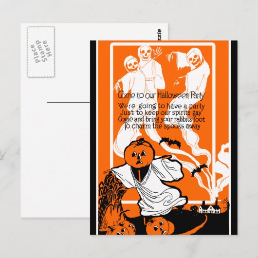  Skeleton Ghost Greeting Briefkaart (Voorkant / Achterkant)