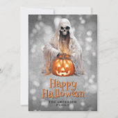 Skeleton Ghost Jack OHappy Halloween Feestdagenkaart (Voorkant)