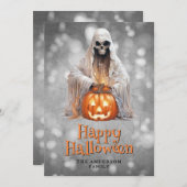 Skeleton Ghost Jack OHappy Halloween Feestdagenkaart (Voorkant / Achterkant)