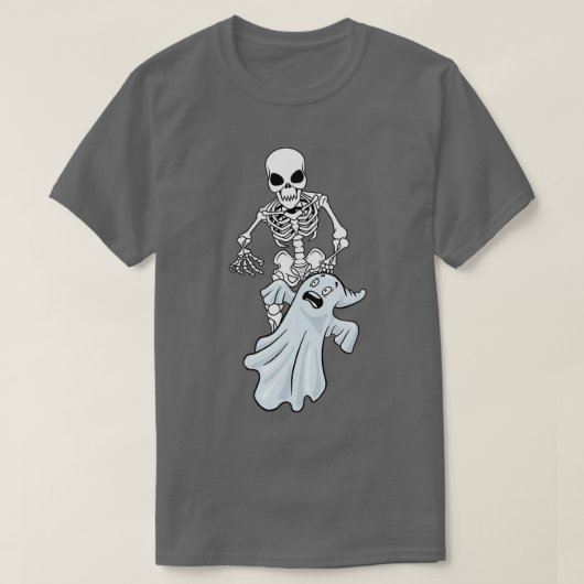 Skeleton Ghost Lazy Halloween Costume Fun Skull Sp T-shirt (Design voorkant)
