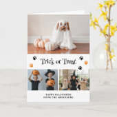Skeleton Ghost Pumpkin Pet Photo Halloween Kaart (Gele Bloem)
