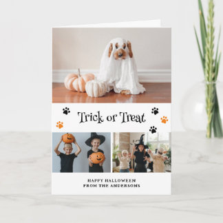 Skeleton Ghost Pumpkin Pet Photo Halloween Kaart