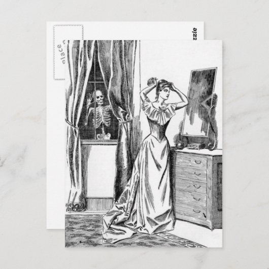 Skeleton Ghoul Monster Victoriaans Voman Briefkaart (Voorkant / Achterkant)