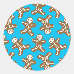 Skeleton Gingerbrood Mannen Ronde Sticker
