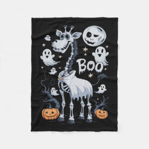 Skeleton Giraffe in Ghosts Halloween Fleece Deken