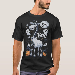 Skeleton Giraffe in Ghosts Halloween T-shirt