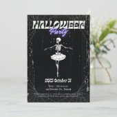 Skeleton Girl Halloween Uitnodiging (Staand voorkant)