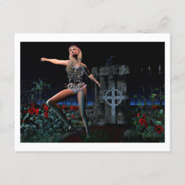 Skeleton girl postcard briefkaart