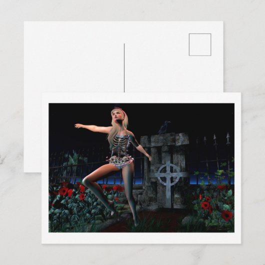 Skeleton girl postcard briefkaart (Voorkant / Achterkant)