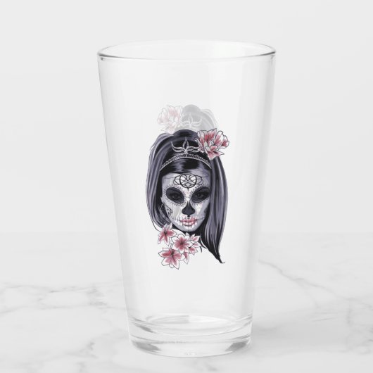 Skeleton Girl Punk Rock Drink Glazen Tumbler (Achterkant)