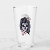 Skeleton Girl Punk Rock Drink Glazen Tumbler (Voorkant)