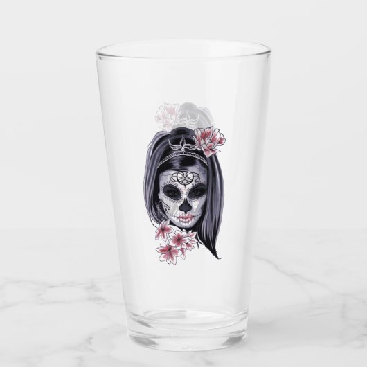 Skeleton Girl Punk Rock Drink Glazen Tumbler (Voorkant)