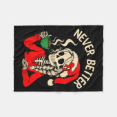 Skeleton Girl Santa Drinking Coffee Xmas Funny Sku Fleece Deken (Voorkant (Horizontaal))