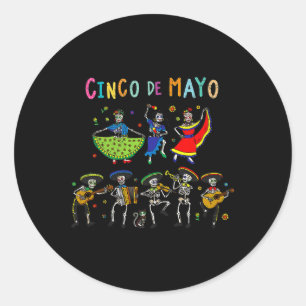 Skeleton Gitaar Fiesta Cinco De Mayo Mexicaans Gra Ronde Sticker