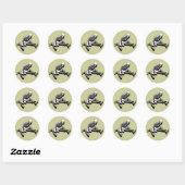 Skeleton gitarist ronde sticker (Vel)