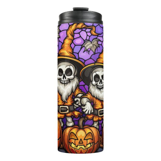 Skeleton Gnomen Halloween Thermosbeker (Voorkant)