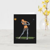 Skeleton Golf Funny Halloween Golfing Sports Golfe Kaart (Gele Bloem)