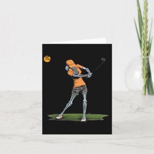 Skeleton Golf Funny Halloween Golfing Sports Golfe Kaart