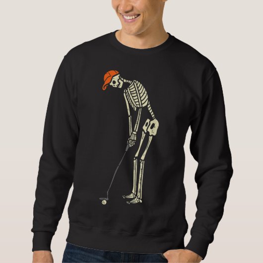 Skeleton Golf Funny Halloween Golfing Sports Golfe Trui (Voorkant)