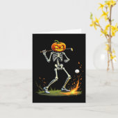 Skeleton Golf Grappig Halloween Pompoen Golfen Gol Kaart (Gele Bloem)