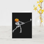 Skeleton Golf Halloween Pumpkin Golfing Golfer Kaart (Gele Bloem)