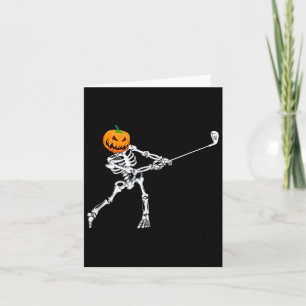Skeleton Golf Halloween Pumpkin Golfing Golfer Kaart