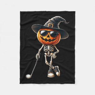 Skeleton Golf Pompoen Golfen Golfer Halloween Cos Fleece Deken