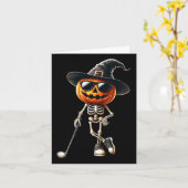 Skeleton Golf Pompoen Golfen Golfer Halloween Cos Kaart (Gele Bloem)