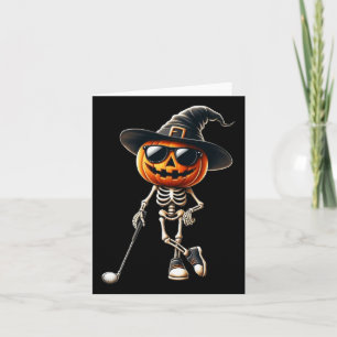 Skeleton Golf Pompoen Golfen Golfer Halloween Cos Kaart