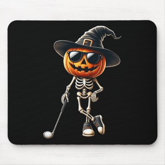 Skeleton Golf Pompoen Golfen Golfer Halloween Cos Muismat (Voorkant)