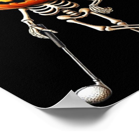 Skeleton Golf Pompoen Golfen Golfer Halloween Cos Poster (Hoek)