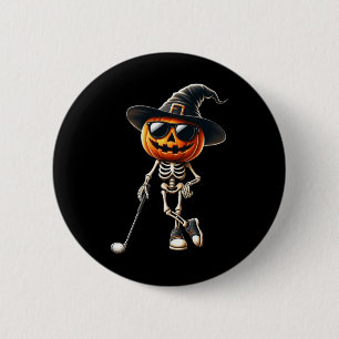 Skeleton Golf Pompoen Golfen Golfer Halloween Cos Ronde Button 5,7 Cm