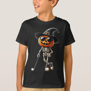 Skeleton Golf Pompoen Golfen Golfer Halloween Cos T-shirt