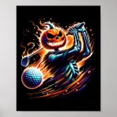 Skeleton Golfen Halloween Pumpkin Golfer Poster (Voorkant)