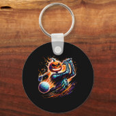 Skeleton Golfen Halloween Pumpkin Golfer Sleutelhanger (Voorkant)
