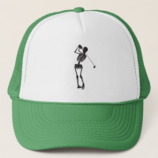 Skeleton Golfer Trucker Hat - Dood rechte strijken Pet (Voorkant)
