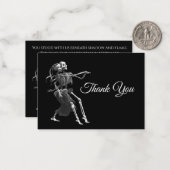 Skeleton Gothic AlternativeHalloween wedding Notitiekaartje (Voorkant / Achterkant in situ)