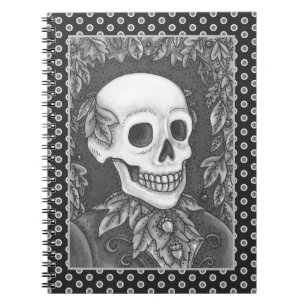 SKELETON, GOTHIC GENTLEMAN SKULL, DODE LEAF SAMENL NOTITIEBOEK