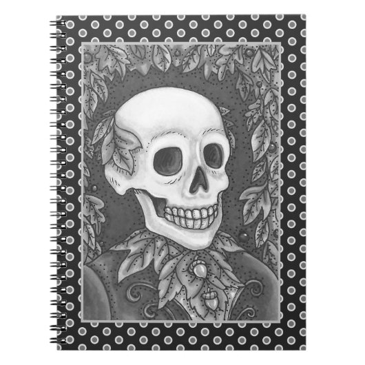 SKELETON, GOTHIC GENTLEMAN SKULL, DODE LEAF SAMENL NOTITIEBOEK (Voorkant)