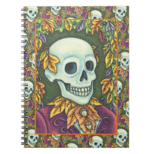 SKELETON, GOTHIC GENTLEMAN SKULL, DODE LEAF SAMENL NOTITIEBOEK