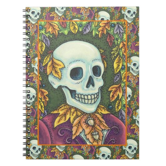 SKELETON, GOTHIC GENTLEMAN SKULL, DODE LEAF SAMENL NOTITIEBOEK (Voorkant)