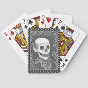 SKELETON, GOTHIC GENTLEMAN SKULL, DODE LEAF SAMENL POKERKAARTEN