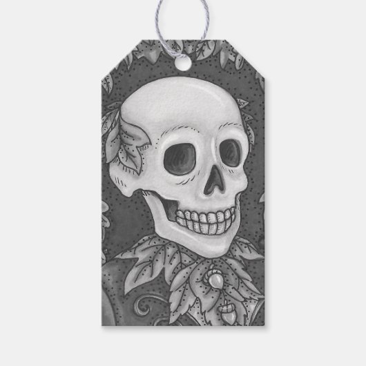SKELETON, GOTHIC GENTLEMAN SKULL GIFT LABELS Set Cadeaulabel (Voorkant)