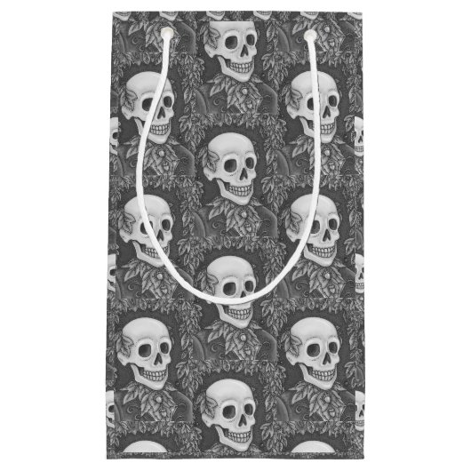 SKELETON GOTHIC GENTLEMAN SKULL HALLOWEEN GIFT BAG KLEIN CADEAUZAKJE (Voorkant)