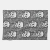 SKELETON, GOTHIC GENTLEMAN SKULL KITCHEN TOWEL THEEDOEK (Horizontaal)