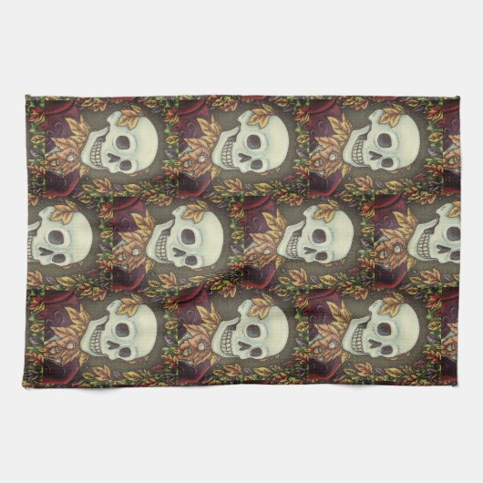 SKELETON, GOTHIC GENTLEMAN SKULL KITCHEN TOWEL THEEDOEK (Horizontaal)