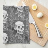 SKELETON, GOTHIC GENTLEMAN SKULL KITCHEN TOWEL THEEDOEK (Quarter Fold)