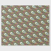 SKELETON, GOTHIC GENTLEMAN SKULL WRAPPER CADEAUPAPIER (Vlak)